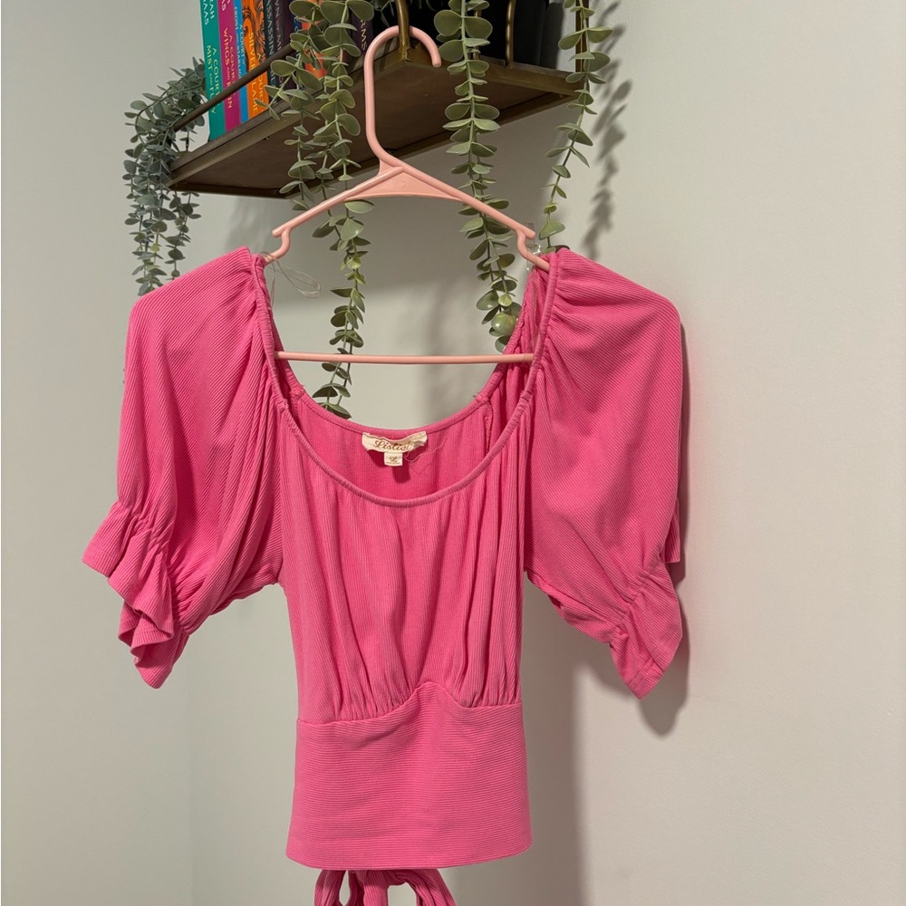 Listicle Pink Puff Sleeve Blouse